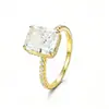 Anel de Prata Esterlina S925 com Diamante de Alto Carbono Corte Flor de Gelo Anel de Corte Radiante Acessível de Luxo para Mulheres Fornecimento para Transmissão ao Vivo Transfronteiriça Europeia e Americana