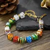 Pulseira de Vidro Colorido Estilo Boho Dopamina para Mulheres, Pulseira de Contas Coloridas Geométricas Retrô, Joia Popular Vendida Transfronteiriça