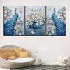 Soporte personalizado de alta definición moderno tres flores abstractas Pavo real hotel decoración del hogar pintura al óleo suministro transfronterizo