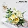 Flor de imitación nórdica, rosa, flor de seda para novia, fotografía de boda, flor falsa, decoración del hogar, flor de imitación