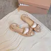 Zapatos de Novia Bajos de Verano Estilo Francés, Nuevos, Redondos, con Lazo y Correa Trasera para Mujer 2026 en Color Nude, Impresionantes Zapatos de Salón