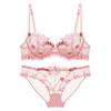 Sujetador de encaje bordado ultrafino y sexy con flores, conjunto transparente y fino