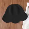 Venta al por mayor transfronteriza del fabricante, Gorro de pescador cálido de punto 100% lana pura con borde de encaje, Gorro de lana cálido de punto en stock