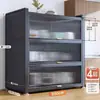 Popular estante de almacenamiento para cocina del hogar, armario de acero multicapa engrosado con ruedas, armario de almacenamiento para horno de microondas