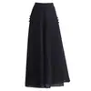 Pantalones Culotte de Gasa con Abertura Lateral Moda Verano 2023 Cintura Elástica Trasera Sueltos Casual Elegantes Pierna Ancha Largos
