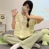 Pijamas de Verano Nuevos, Ropa para el Hogar para Niñas, Pantalones de Manga Corta, Trajes Casuales que se Pueden Usar en el Exterior, Cuello Redondo, Sueltos, Estilo Caliente Transfronterizo