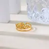 Anillo Cruzado de Acero Inoxidable Chapado en Oro de 18 Quilates, Estilo Nuevo Europeo y Americano, para Mujer, Versátil para el Uso Diario, Joyería de Anillo Abierto Simple y a la Moda