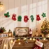 Guirnaldas de Navidad, calcetines de Navidad, guantes, bastones de caramelo, campanas, regalos, acebo, estrellas, banderines colgantes, decoraciones para fiestas navideñas