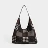 Bolso de Hombro Único Estilo Coreano 2026 Gran Capacidad para Viajes Diarios Bolso Tote de Doble Cara Bolso Pequeño de Cuadros Frescos Bolso de Felpa Otoño/Invierno