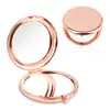 Espejo de Maquillaje Metálico con Patrón UV de Venta Caliente Transfronterizo, Espejo Pequeño Plegable Portátil de Doble Cara, Forma Redonda con Caja de Regalo, En Stock