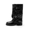 Botas de Pantalón de Suela Gruesa para Mujer, Nuevas Botas de Jinete Adelgazantes con Hebilla de Cinturón y Tacón Grueso, Botas de Media Pantorrilla, Botas Vaqueras Occidentales para Mujer