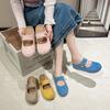 Moda Primavera 2025 Estilo Francês Feijão Dourado Mary Jane Slip-On Meio Fechado Chinelos Aumentadores de Altura Sapatos Estilo Europeu