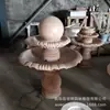 Escultura de Fuente de Piedra Bola Feng Shui Villa Característica de Agua Escultura de Agua Corriente Adorno Piedra Amarillo Óxido Granito Cuenco de Agua Piedra Rojo Atardecer