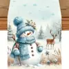 Venta Caliente Transfronteriza Mantel con Estampado de Muñeco de Nieve y Reno Navideño Mantel Individual de Lino para Mesa de Comedor del Hogar de Invierno Decoración Festiva
