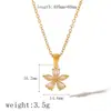 Collar de titanio y acero estilo celebridad de Internet, moda personalizada, oro de 18 quilates, flor que no se decolora, incrustado de diamantes, estilo frío, colgante de la suerte