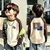 Otoño/Invierno 2026 Nueva Camiseta Térmica de Polar para Niños Cuello Redondo Mangas Raglán Largas Capa Base Elegante Ropa Interior Cálida para Niños Medianos a Grandes