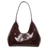 Bolsa Pequena para Mulheres 2026 Nova Moda Couro Patente Bolsa Transversal Meia-Lua Bolsa de Ombro Feminina Bolsa de Ombro Texturizada Sob o Braço Tendência