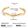 Diseño Elegante y Silencioso, Estilo Clásico Acero Inoxidable Oro 18K Cuadrado Circonita Blanca Ola Pulsera Abierta Joyería al por Mayor