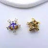Cuentas Espaciadoras de Estrella de Cinco Puntas con Múltiples Agujeros, Zirconia Microincrustada de Color Duradero Chapadas en Oro, para Pulseras de Perlas Hechas a Mano DIY, Accesorios de Diamantes Completos con Agujero Grande