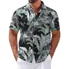 Estación Independiente Transfronteriza Camisa de Manga Corta Caliente para Hombre Playa Hawaiana Moda Estampada en 3D Camisa de Cuello Alto Versátil