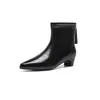 Botines de punta ZHR para mujer, nueva colección otoño 2026, botines de estilo francés con tacón grueso, botines negros tipo Martin