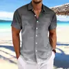 Camisa masculina casual de manga curta com estampa listrada, para o mercado transfronteiriço da Europa e dos Estados Unidos em 2024