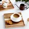Bandeja de Madera Rectangular Estilo Japonés Madera de Acacia Madera Maciza Estilo Europeo para Taza de Té Casera Taza de Agua de Hotel Bandeja