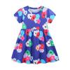 Vestido de Manga Corta para Niña Estilo Europeo y Americano 26 Nuevo de Verano Vestido de Princesa para Niños Moda Estampado Cuello Redondo Vestido para Niños Venta al por Mayor