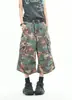Pantalones Cortos Camuflaje Estampado de Margaritas Estilo Callejero Americano Moderno Ajuste Holgado Verano Relajado Dobladillo Curvo Shorts de Mezclilla