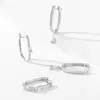 Pendientes de Plata de Ley 925 con Forma de U y Gota de Agua Estilo Nuevo Europeo y Americano para Mujer, Lujo Accesible de Moda, Pendientes Geométricos de Alta Gama de Moda