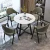 Mesa de jantar de ardósia de luxo leve, pequena mesa redonda nórdica, mesa simples para negociação em escritório de vendas, mesa para apartamento pequeno de uso doméstico, mesa redonda de lazer