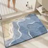 Tapete de Chão Estilo Oceano Fresco Falso Caxemira para Banheiro e Entrada de Lavabo, Absorvente de Água, Antiderrapante, Resistente ao Desgaste, Capacho de Entrada