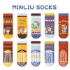 Nuevos calcetines de suelo antideslizantes para niños, calcetines de otoño de dibujos animados hasta la pantorrilla, calcetines para niños, calcetines de algodón punteados Clase A, transfronterizos