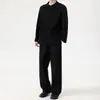 Conjunto de Duas Peças Masculino Estilo Chinês Retro de Lã com Botões, Jaqueta e Calça, Novidade Outono/Inverno 2025