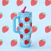 Taza con Asa de 40 oz Transfronteriza, Taza de Hielo de Gran Capacidad, Taza de Acero Inoxidable 304 al Vacío de Doble Pared para Coche, Taza Portátil con Popote