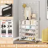 Perchero y zapatero multifuncional, simple, sin taladro, para la entrada de la casa, estante de almacenamiento de ropa y zapatos para el recibidor