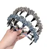 Diadema de Perlas de Cristal Lujosa y de Moda con Elaborado Diseño de Ola, Diadema Dentada, Pinza para el Cabello Esponjosa Estilo Francés de Punta Alta para Mujeres
