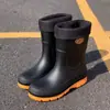Botas de Lluvia Nuevas para Hombre Transfronterizas de Caña Media Antideslizantes Impermeables Cinturón Botas de Lluvia Trabajo Pesca Zapatos de Goma Cocina Resistentes al Desgaste Zapatos de Agua