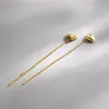 S925 Brincos de borla em forma de coração de prata esterlina Brincos de corrente elegantes Brincos pequenos longos elegantes