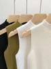 Vestido colorido das mulheres malha vest verão novo terno interno meia gola tartaruga cor sólida slim-fit gelo seda mangas top desgaste externo