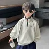 Sudadera para Niños Q120, Colección Otoño, Moda Coreana Casual de Moda, Sudadera con Media Cremallera, Top Deportivo para Niño Pequeño
