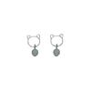 Pendientes de Jade Hetian de Gato Hueco Corea del Sur Lindos Dulces Chica Suave Moda Nacional Nuevas Cuentas de Transferencia de Jade Pendientes de Gatito