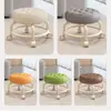 Silla pequeña infantil para sala de estar con ruedas, taburete redondo con ruedas, taburete bajo móvil con ruedas universales, taburete de sofá pequeño para el hogar