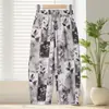 Pantalones Cortos Estampados de Algodón y Lino para Mujeres de Mediana Edad y Mayores, Pantalones Florales Finos de Verano para Abuela, Pantalones Cortos Casuales para Mamá