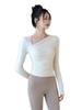 Ropa de yoga para mujer, top deportivo de alta calidad con almohadilla para el pecho, corte entallado, manga larga, para entrenamiento de pilates y fitness, para principios de otoño.
