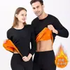 Roupa térmica de veludo dourado masculina camada dupla masculina outono e inverno base espessada forrada com fleece para meia-idade e idosos roupas de outono calças compridas masculinas