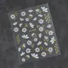 Pegatinas para Uñas con Flores Pequeñas Dorado Blanco, Diseño Degradado, Imitación de Pétalos Florales Frescos Pintados a Mano, Calcomanías Autoadhesivas para Uñas