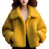 Casaco de cashmere de lã amarela de inverno para mulheres outono e inverno engrossado Maillard usa pequeno top curto
