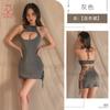 Camisola Sexy com Estampa de Leopardo Tentação de Boate Saia Curta Justa ao Corpo Gola Halter com Cadarço Decote Vazado Lingerie Erótica 2002