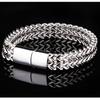 Pulsera Geométrica Versátil para Hombre de Acero Inoxidable y Acero de Titanio con Cierre Magnético de Doble Fila Estilo Ins Pulido Fabricante Personalizado